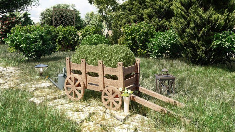 Декоративная деревянная телега Ольсово