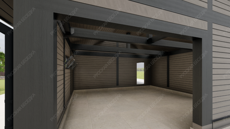 Навес для машин с хозблоком РАФ