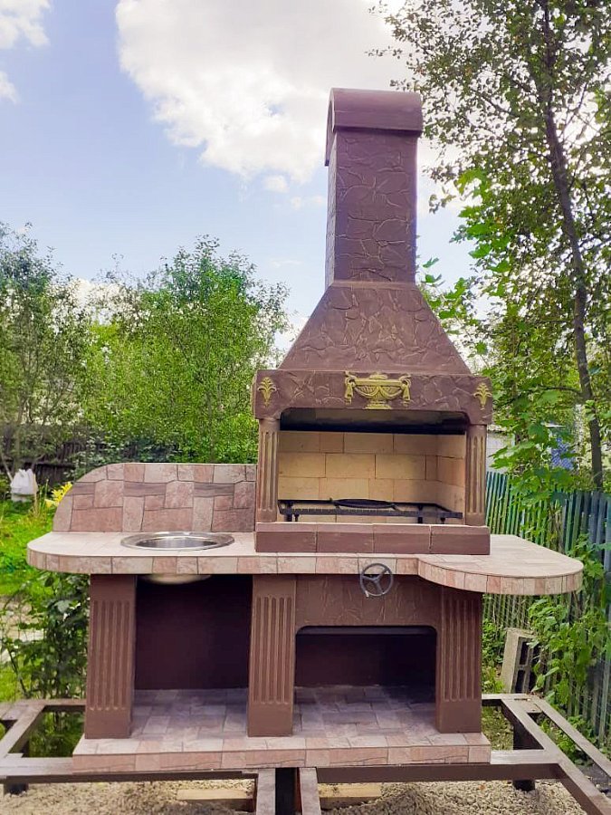 Печь № 14 — Печь барбекю с широкой топкой и рабочим столом (или мойкой)