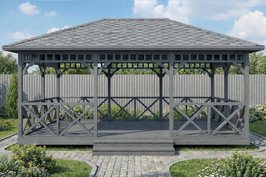 Прямоугольная беседка БОЛЬШАЯ ЕВРОПА (с маслом Оsmo)