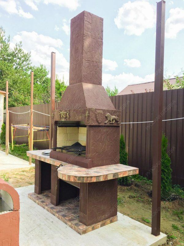 Печь № 14 — Печь барбекю с широкой топкой и рабочим столом (или мойкой)