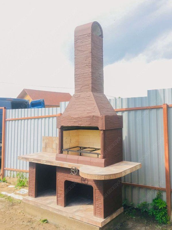 Печь № 14 — Печь барбекю с широкой топкой и рабочим столом (или мойкой)