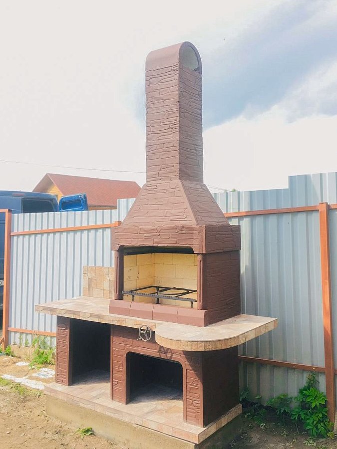 Печь № 14 — Печь барбекю с широкой топкой и рабочим столом (или мойкой)