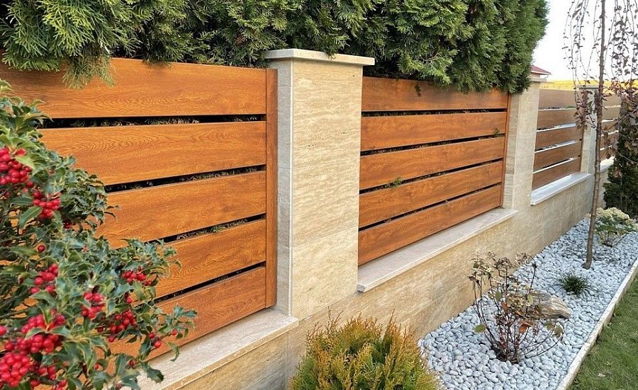 Забор №29 - горизонтальный широкий с боковой планкой